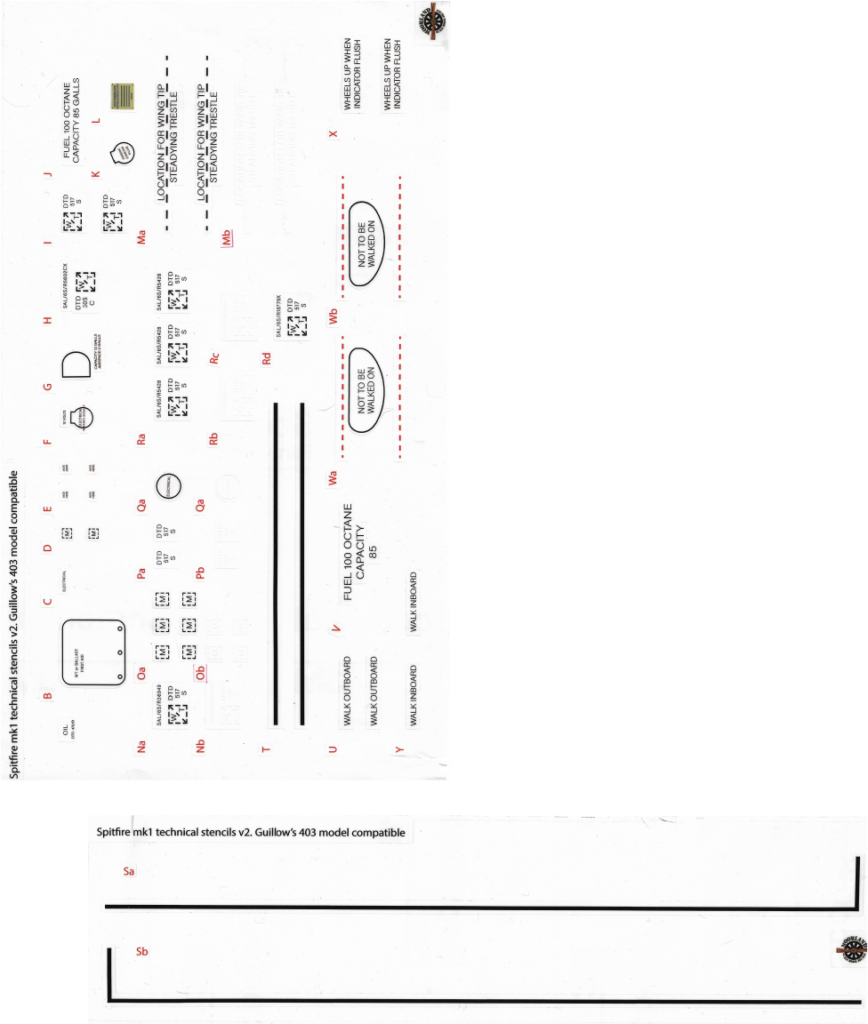 Spitfire Mk1 Technical Stencils V2 Print