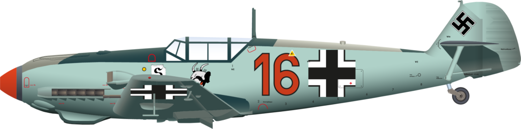 Bf-109E 2./JG 26 Red 16 Fritz Losigkeit Right