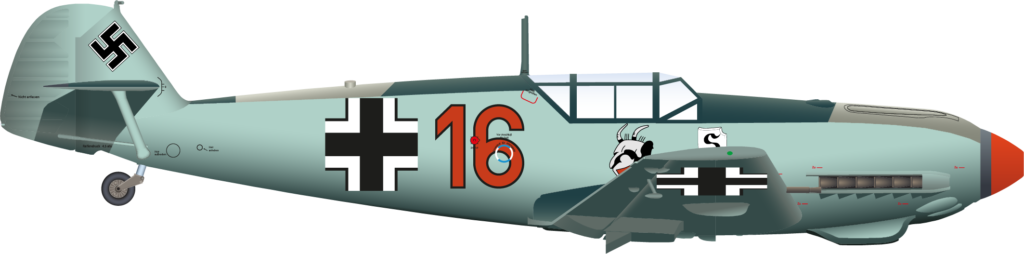 Bf-109E 2./JG 26 Red 16 Fritz Losigkeit Left