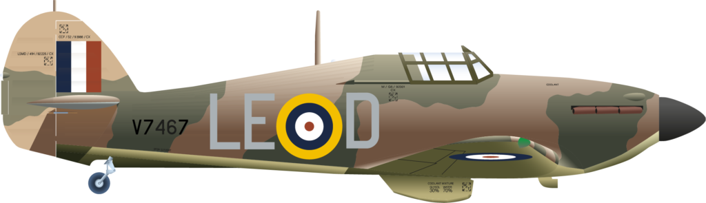 Hurricane mk1 V7467 right Douglas Bader